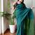 teal solid cotton blend saree