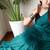 teal solid cotton blend saree