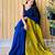 blue solid cotton blend saree with blouse