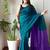 teal cotton blend saree with blouse piece