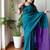 teal cotton blend saree with blouse piece