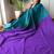 teal cotton blend saree with blouse piece