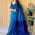 blue woven design cotton blend saree with unstitched blouse piece