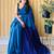 blue woven design cotton blend saree with unstitched blouse piece