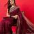 Burgundy woven design zari silk blend banarasi saree