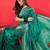 teal woven design zari banarasi silk blend saree