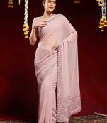 lavender embellished georgette saree