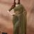 olive embroidered embellished georgette saree