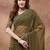 olive embroidered embellished georgette saree