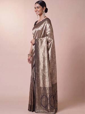 olive woven design zari kanjeevaram silk blend saree 3