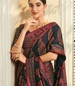 navy blue ethnic motifs poly georgette designer saree
