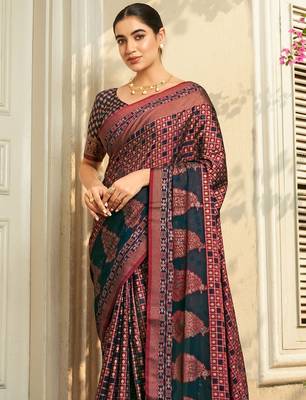 navy blue ethnic motifs poly georgette designer saree 3