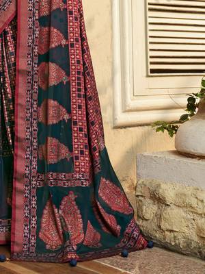navy blue ethnic motifs poly georgette designer saree 5
