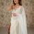 off white embroidered embellished beads and stones net saree