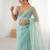 turquoise beads and stones embellished net party wear saree