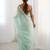 turquoise beads and stones embellished net party wear saree