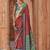 maroon & blue ethnic motifs printed zari banarasi silk blend saree