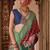 maroon & blue ethnic motifs printed zari banarasi silk blend saree