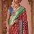 maroon & blue ethnic motifs printed zari banarasi silk blend saree