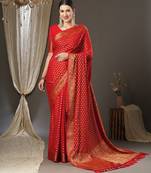 red woven design zari georgette kanjeevaram saree