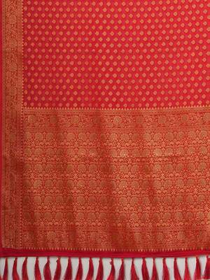 red woven design zari georgette kanjeevaram saree 5