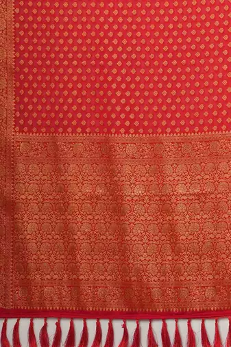red woven design zari georgette kanjeevaram saree