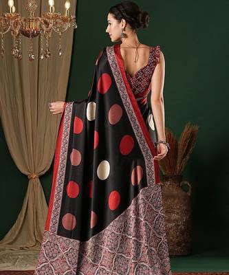 black polka dot crepe saree 2