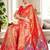 red woven design kanjeevaram silk blend saree