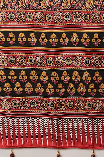 black ethnic motifs crepe saree