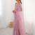 pink embellished border sequinned net saree