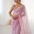 pink embellished border sequinned net saree