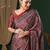 red ethnic motifs ajrak crepe saree with blouse piece