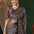 black ethnic motifs ajrak crepe saree