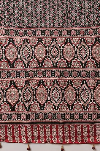 black ethnic motifs ajrak crepe saree