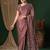 red ethnic motifs ajrak crepe saree