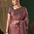 red ethnic motifs ajrak crepe saree