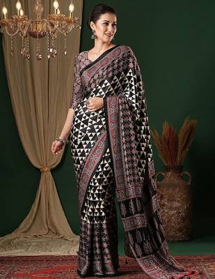 black crepe saree 1