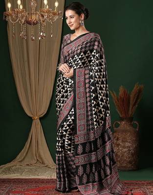 black crepe saree 2