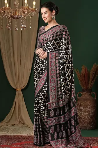 black crepe saree