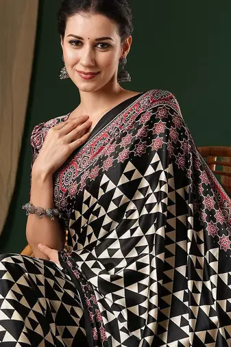 black crepe saree