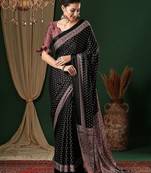 black bandhani crepe saree