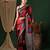 red crepe saree with blouse
