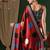 red crepe saree with blouse