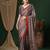 grey ethnic motifs ajrak crepe saree