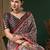 grey ethnic motifs ajrak crepe saree