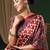 red ethnic printed crepe designer saree