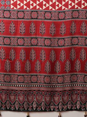 red ethnic printed crepe designer saree 5