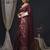 burgundy striped zari banarasi silk blend saree