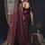 burgundy striped zari banarasi silk blend saree