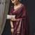 burgundy striped zari banarasi silk blend saree